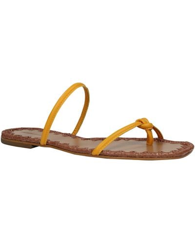 BCBGMAXAZRIA Bali Yellow Leather Flat Sandal - Brown