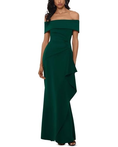 Xscape Petites Off-the-shoulder Gathered Evening Dress - Green