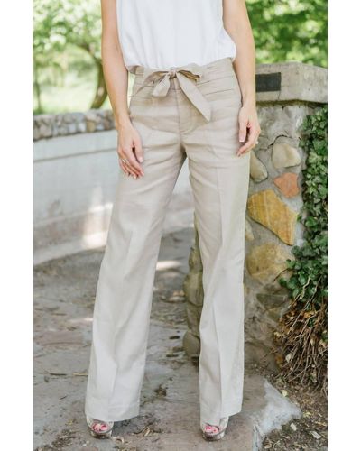 Level 99 Natasha Tie Belt Linen Pant - Natural