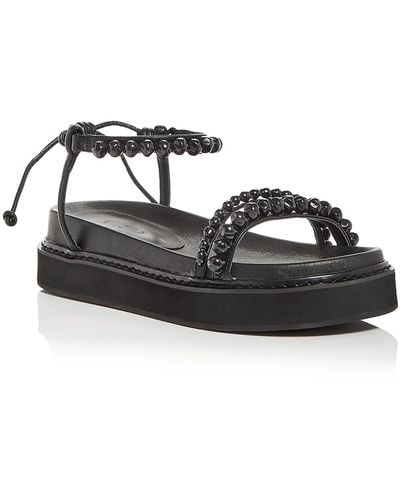 Aje. Neo Pearl Leather Embellished Platform Sandals - Black