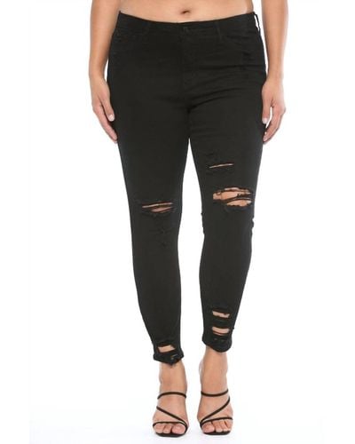 cello Destroyed Ankle Cutout Skinny Jeans - Black