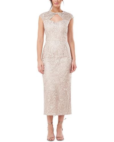 JS Collections Lace Long Cocktail And Party Dress - Pink