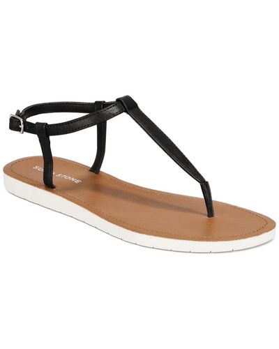 Sun & Stone Roxxie Faux Leather Ankle Strap Flats - Black