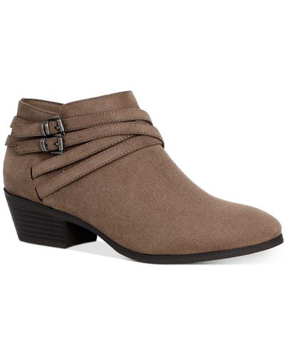Style & Co. Willow Suede Block Heel Ankle Boots - Brown