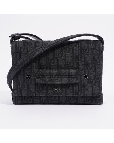 Dior Oblique Flap / Canvas Crossbody Bag - Black