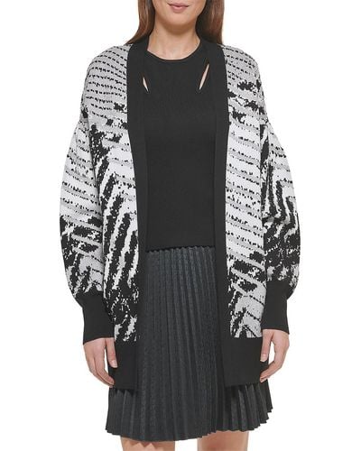 DKNY Knit Metallic Cardigan Sweater - Black