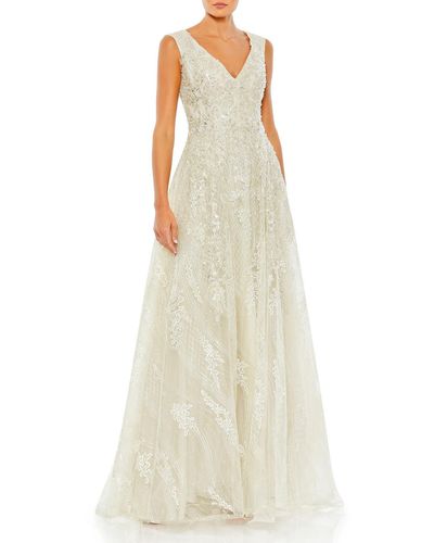 Mac Duggal Embellished Long Evening Dress - White