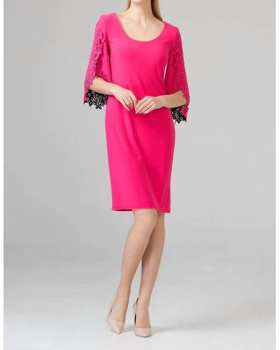 Joseph Ribkoff Lazer Cut Sleeve Dress - Pink