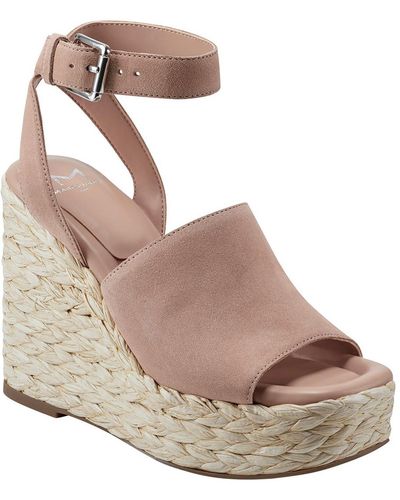 Marc Fisher Nelly Suede Woven Wedge Sandals - Brown