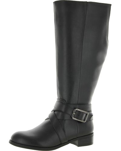 LifeStride Subtle Wide Calf Faux Leather Knee-high Boots - Black