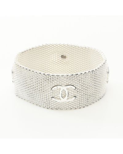 Chanel Coco Mark Bracelet Silver 96a - White