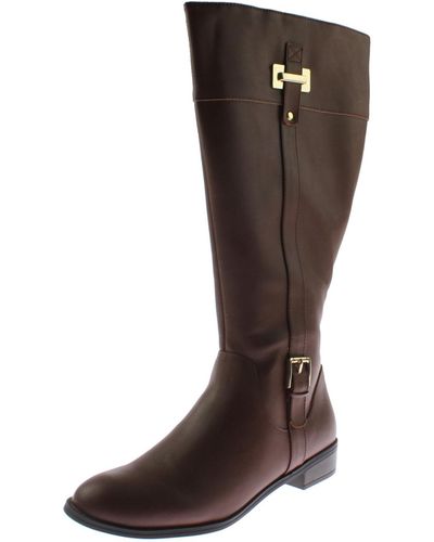 Karen Scott Deliee Wide Calf Faux Leather Knee-high Boots - Brown
