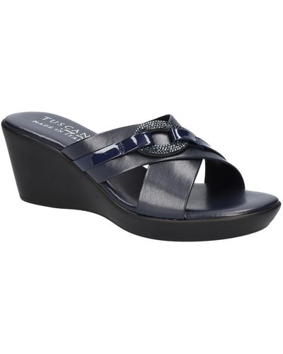 TUSCANY by Easy StreetR Sabina Faux Leather Wedge Sandals - Blue