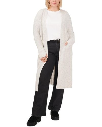 Vince Camuto Plus Pockets Open Front Cardigan Sweater - White