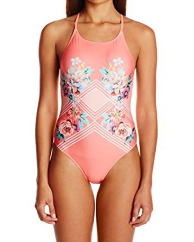 MINKPINK Blooming Floral Cross Back Strap One-piece - Pink