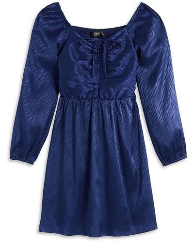 Aqua Ruched Short Mini Dress - Blue