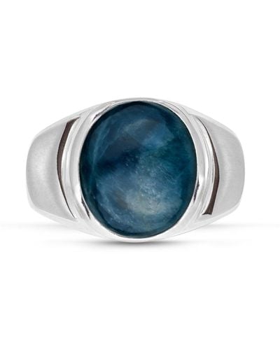 Monary Dark Blue Apatite Stone Signet Ring