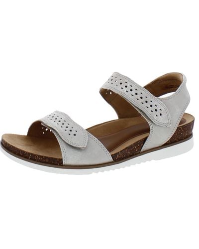 Cobb Hill May Wave Strap Leather Footbed Wedge Sandals - Brown