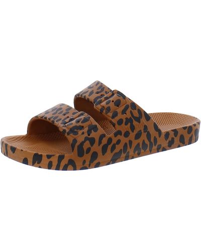 FREEDOM MOSES Leo Leopard Slip On Slide Sandals - Brown