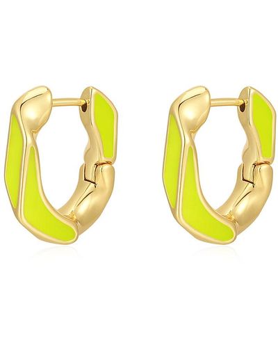 Luv Aj Pave Cuban Link Hoops- Neon Yellow- Gold - Blue