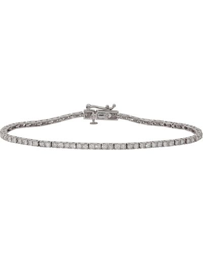Diana M. Jewels 14kt White Gold Diamond Tennis Bracelet With 4 Prong - Black