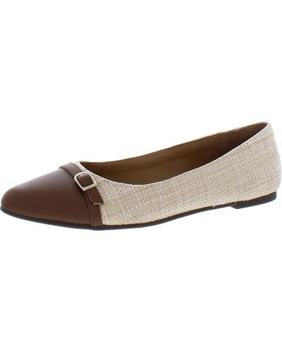 Me Too Faux Leather Toe Cap Loafers - Brown