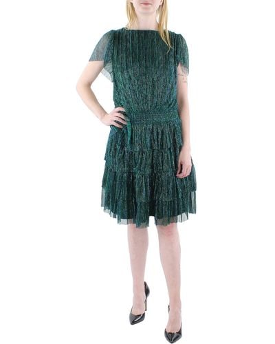 Msk Plus Metallic Knee Cocktail And Party Dress - Green