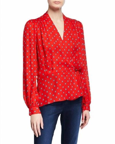 L'Agence Cara Wrap Blouse - Red