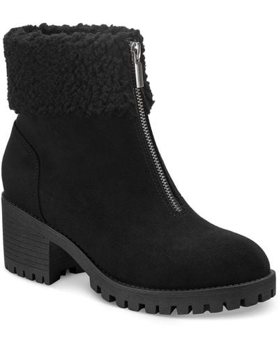 Style & Co. Biancaa Faux Suede Lug Sole Booties - Black