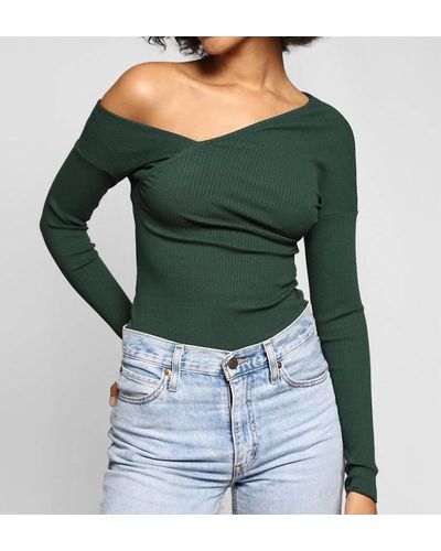 The Range Tilted Alloy Rib Knit Top - Green