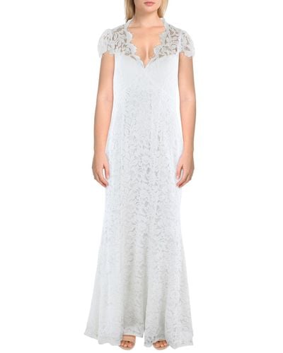 Eliza J Lace V-neck Evening Dress - White