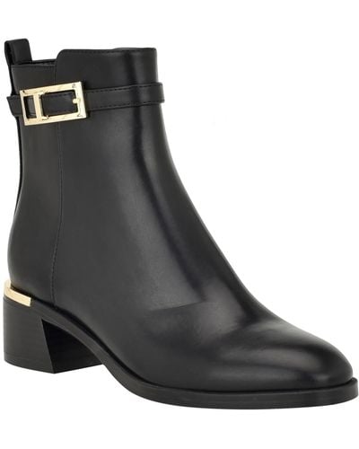 Calvin Klein Jallis 2 Faux Leather Harness Ankle Boots - Black