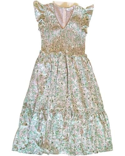 Moodie Floral Smocked Dress - Metallic
