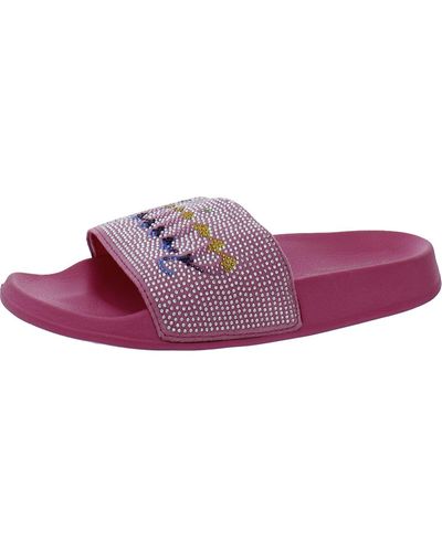 Juicy Couture Wander Rhinestone Peep-toe Slide Sandals - Purple