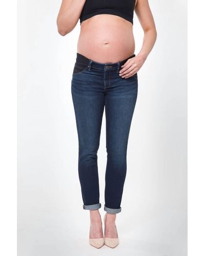 Nom Maternity Chelsea Maternity Denim Ankle Jeans Under The Belly Side Panel - Blue