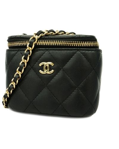 Chanel Vanity Leather Shoulder Bag (pre-owned) - Black