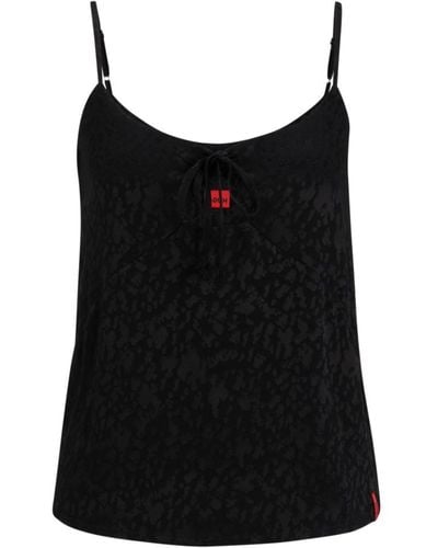 HUGO Logo-trim Pajama Vest With Signature Jacquard - Black