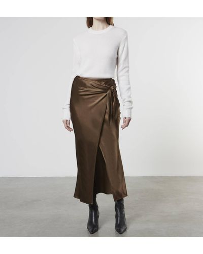 Enza Costa Satin Wrap Skirt - Natural