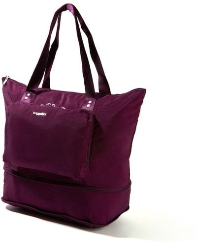 Baggallini Carryall Expandable Packable Tote Bag - Purple