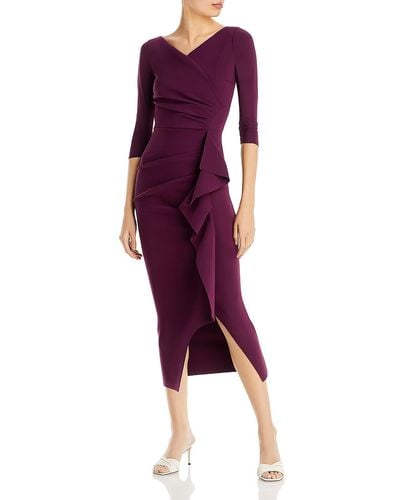 Chiara Boni Ginnen Ruffled Neoprene Midi Dress - Purple