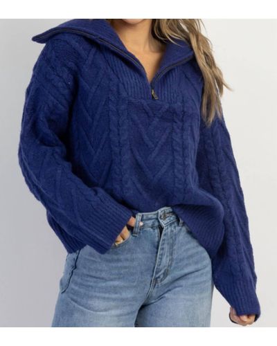 Crescent Franco Half Zip Sweater - Blue
