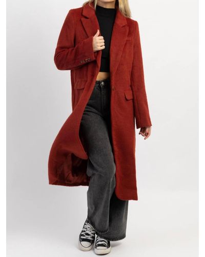 Crescent Eliza Brick Brushed Wool Coat - Red