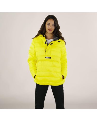 Members Only Popover Puffer Oversized Jacket - Yellow