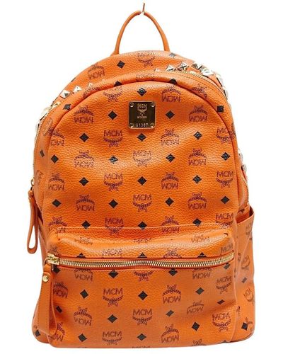 MCM Visetos Leather Backpack Bag (pre-owned) - Orange