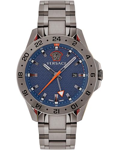 Versace Sport Tech Gmt 45mm Quartz Watch - Blue