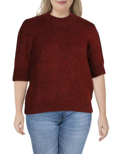 Vero Moda Diana Mock Neck Puff Sleeve Sweater - Red