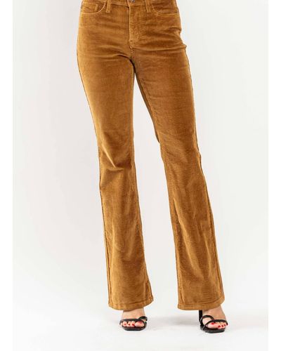 Judy Blue Mid Rise Overdyed Corduroy Bootcut - Brown