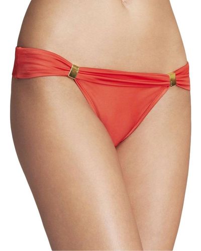 ViX Bia Tube Red Full Cut Gold Tone Hardware Bikini Bottom