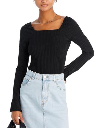 Madewell Ribbed Square Neck Pullover Top - Black