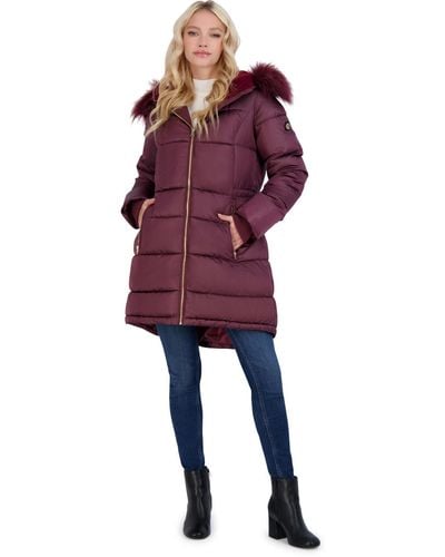 Jessica Simpson Faux Fur Warm Puffer Coat - Red